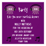 Funky Purple Jellyfish DJ Customizable Party Personalized Invitations