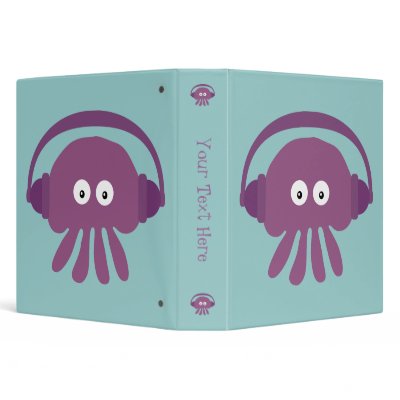 Funky Purple Jellyfish With Headphones Binder by Molly_Sky