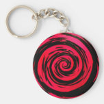 Funky Red Hypnotic Swirl Art Key Chains