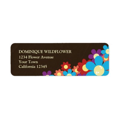 Funky Retro Flowers Return Address Label by LisaMarieDesign