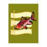 Funky Retro Green and Red Tropical Fish Postcards