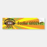 Funky Retro Jellyfish With Headphones Psychedelic Bumper Sticker