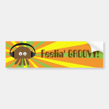 Funky Retro Jellyfish With Headphones Psychedelic Bumper Sticker