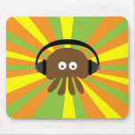 Funky Retro Jellyfish With Headphones Psychedelic Mousepads