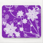 Funky Retro Purple Flowers and Dots  Mousepads