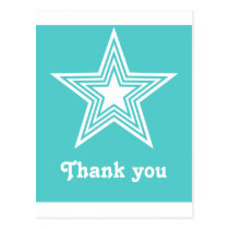Funky Star Sweet 16 Flat Thank You Card, Turquoise postcards