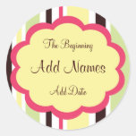 Funky Stripe Pink  Wedding Favour Sticker