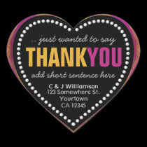 Funky Thank You Abstract Black+White Heart Sticker stickers