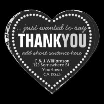 Funky Thank You Abstract Black+White Heart Sticker stickers