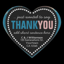 Funky Thank You Abstract Teal Mocha Heart stickers
