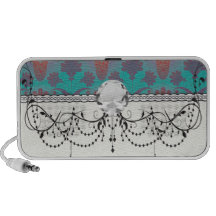 funky turquoise and magenta  damask.ai notebook speakers