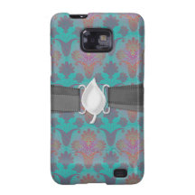 funky turquoise and magenta  damask samsung galaxy s cover