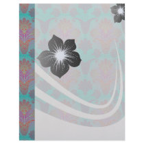funky turquoise and magenta  damask personalized letterhead