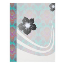 funky turquoise and magenta  damask personalized letterhead