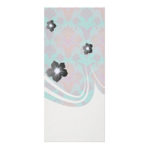 funky turquoise and magenta  damask personalized rack card