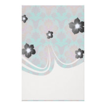 funky turquoise and magenta  damask stationery design