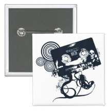 Funky vector cassette pinback buttons