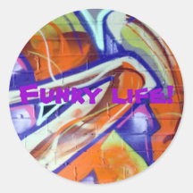 funky world graffiti designs and slogans round stickers