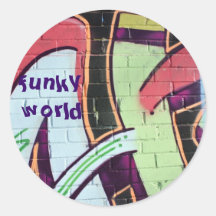 funky world round sticker