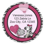 Funky Zebra Baby Shower Envelope labels seals Round Sticker