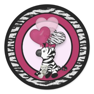 Funky Zebra Baby Shower Envelope labels seals by MonkeyHutDesigns