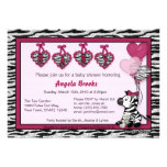 Funky Zebra Baby Shower Invitation Adorable PINK