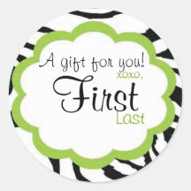 Funky Zebra Persaonalized Gift Sticker