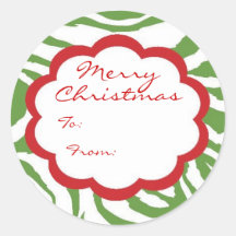 Funky Zebra Personalized Christmas Label Round Sticker