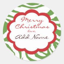 Funky Zebra Personalized Christmas Label Stickers