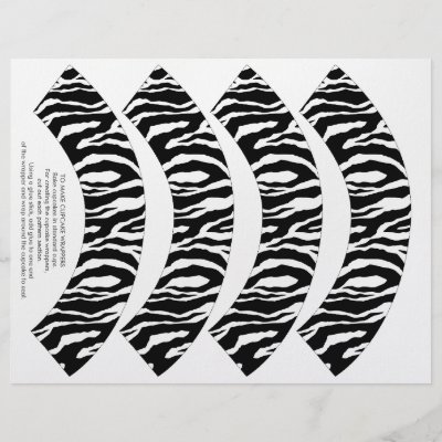 Funky Zebra Print Cupcake Wrappers Personalized Letterhead by 