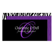 funky; zebra print monogram business card