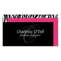 funky; zebra print monogram business card template