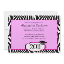 Funky Zebra Stripe 5x7 Graduation Announcement