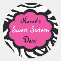 Funky Zebra "Sweet Sixteen" Stickers
