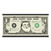 Funny 1$ Santa, New Year & Christmas Photo Card