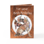 Funny  60th Birthday Howling Coyote Greeting Cards