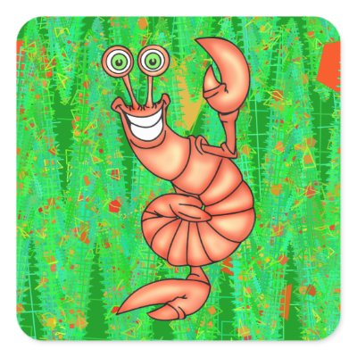 Funny Aerobic Lobster Square Stickers by sagart1952