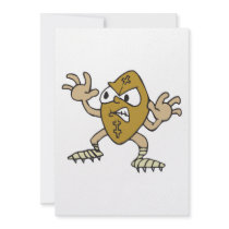 funny aggressive mean football cartoon character invitations