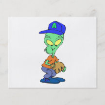 funny alien baseball player pitcher flyer