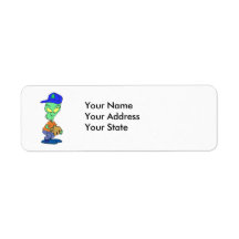 funny alien baseball player pitcher return address label