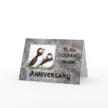 Funny Anniversary, Husband, Cute Puffin Birds Card