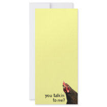 Funny Attitude Chicken - you talkin to me? Full Colour Rack Card