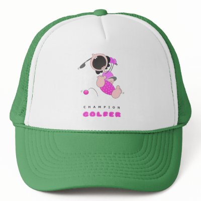 Funny Baby Golf | Funny Cartoon Golfer | Funny Mesh Hat by Toonboy