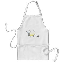 funny ball of yarn cloned sheep cartoon aprons