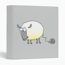 funny ball of yarn cloned sheep cartoon vinyl binder