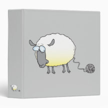 funny ball of yarn cloned sheep cartoon binder