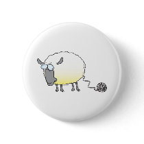 funny ball of yarn cloned sheep cartoon pin