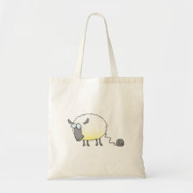 funny ball of yarn cloned sheep cartoon canvas bag