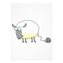 funny ball of yarn cloned sheep cartoon personalized invites