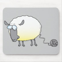 funny ball of yarn cloned sheep cartoon mousepads
